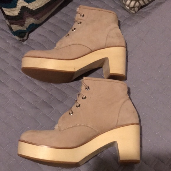 Made in Brooklyn super cool platform tie suede boot shoes 39 - Picture 2 of 5